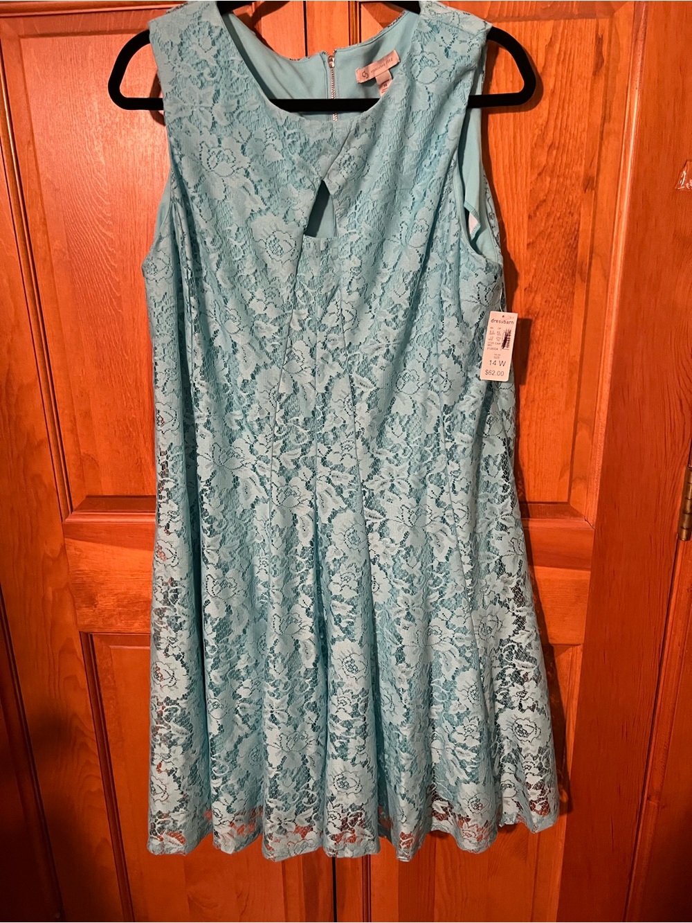 Sleeveless Lace Skater Dress in Light Teal